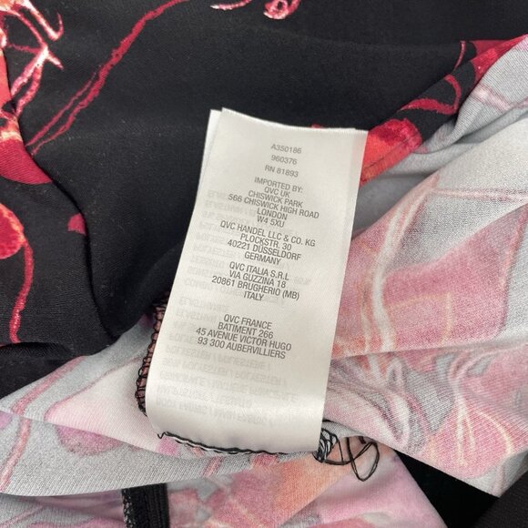 Susan Graver Jumpsuit Liquid Knit Floral Wrap Wide Leg Black Womens M Petite - Picture 10 of 14